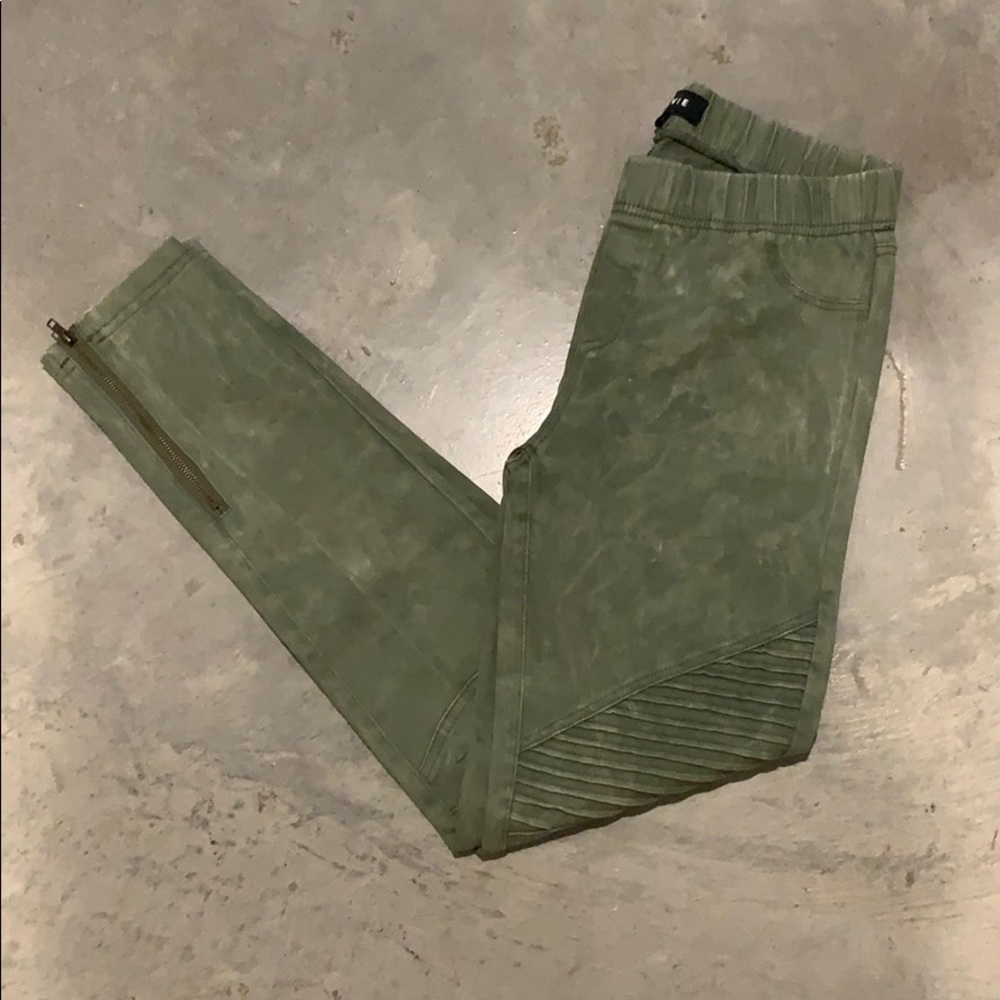 Green Moto style Jeggings